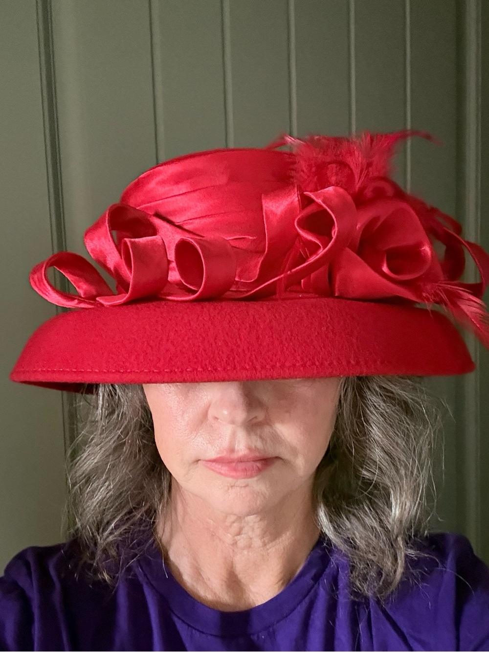 Red Satin Ribbon Derby Hat - Women Accessories